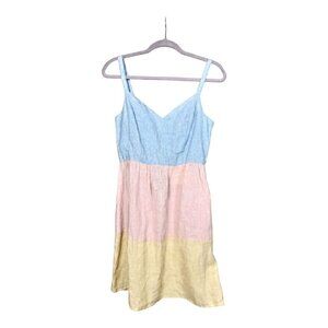 Cynthia Rowley 100% Linen Pastel Colorblock Dress Small - Beach Coastal Breezy